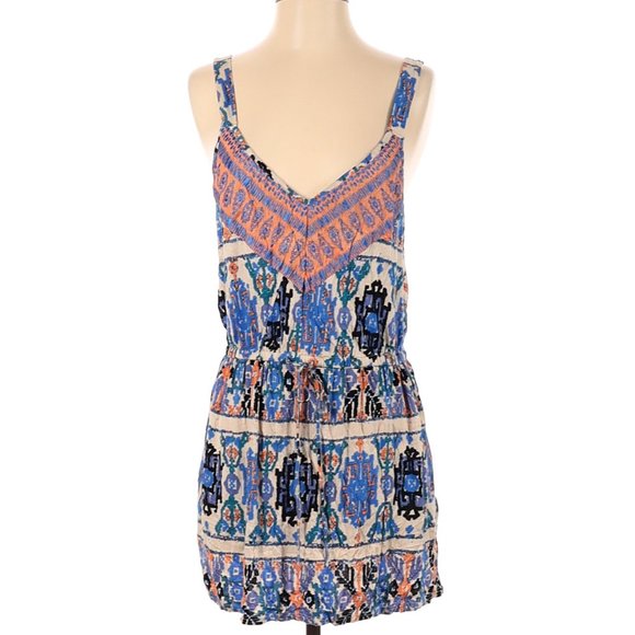 Plenty By Tracy Reese Mini Dress Cream Blue Sleeveless Embroider Sz S #496 - Picture 1 of 2